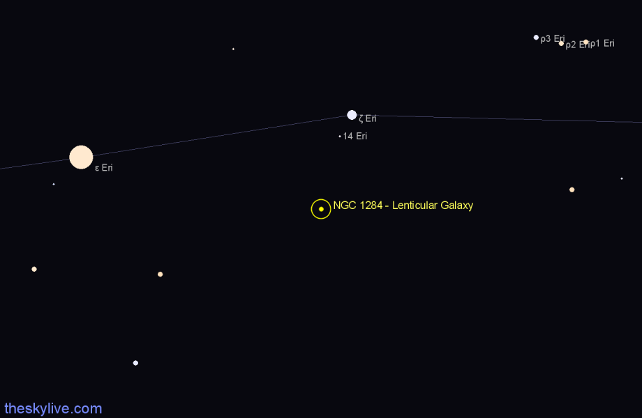Finder chart NGC 1284 - Lenticular Galaxy in Eridanus star