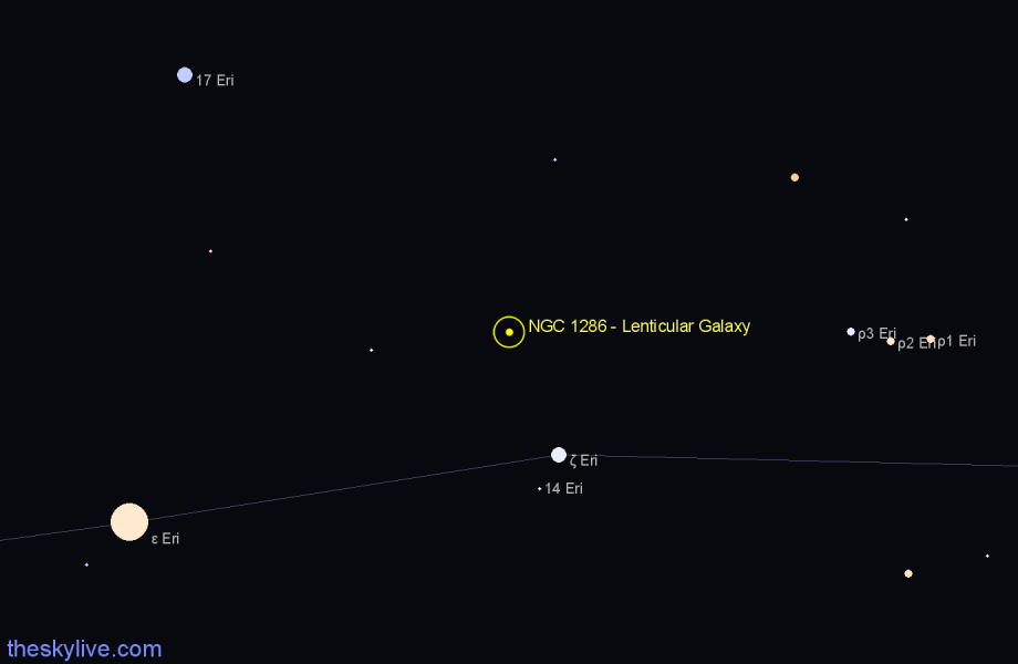 Finder chart NGC 1286 - Lenticular Galaxy in Eridanus star