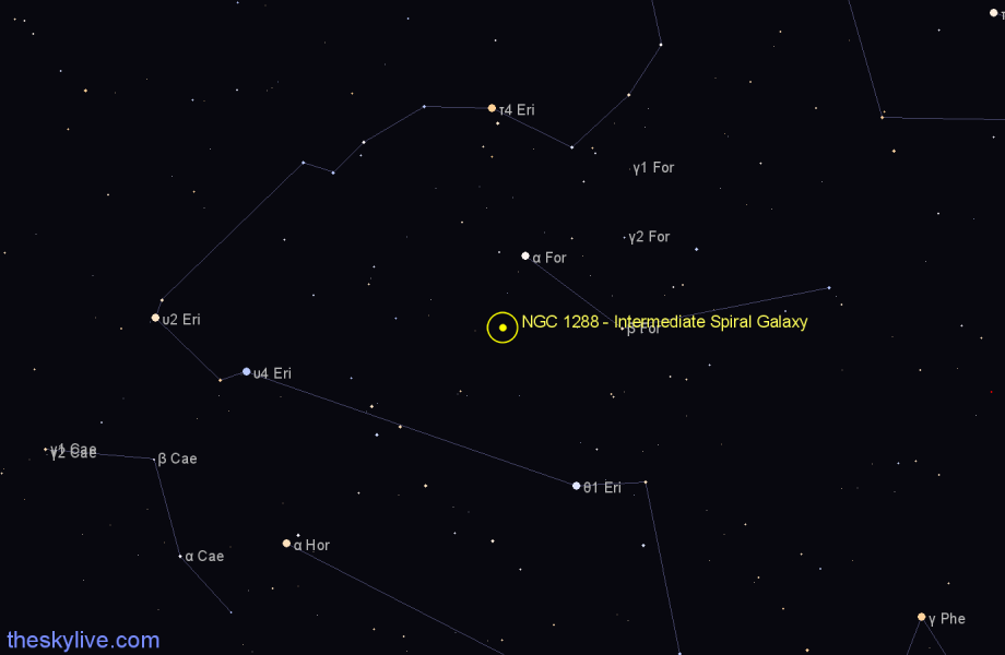 Finder chart NGC 1288 - Intermediate Spiral Galaxy in Fornax star