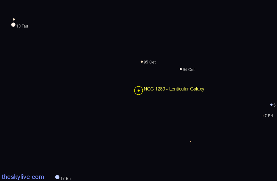 Finder chart NGC 1289 - Lenticular Galaxy in Eridanus star