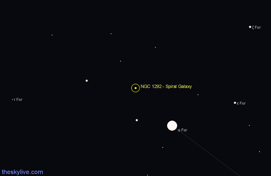 Finder chart NGC 1292 - Spiral Galaxy in Fornax star