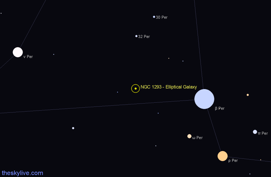 Finder chart NGC 1293 - Elliptical Galaxy in Perseus star