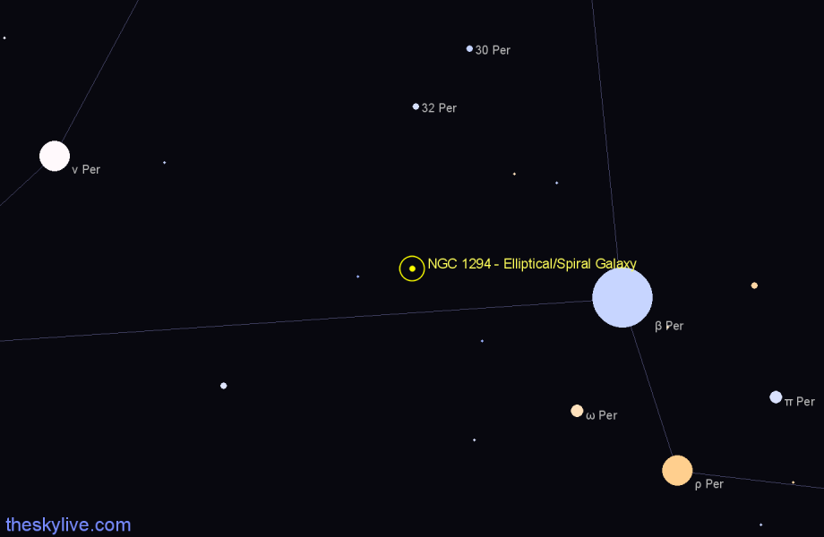 Finder chart NGC 1294 - Elliptical/Spiral Galaxy in Perseus star