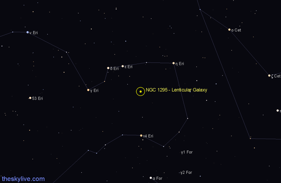 Finder chart NGC 1295 - Lenticular Galaxy in Eridanus star