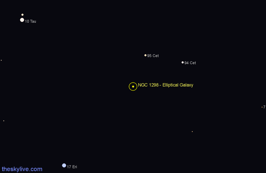 Finder chart NGC 1298 - Elliptical Galaxy in Eridanus star