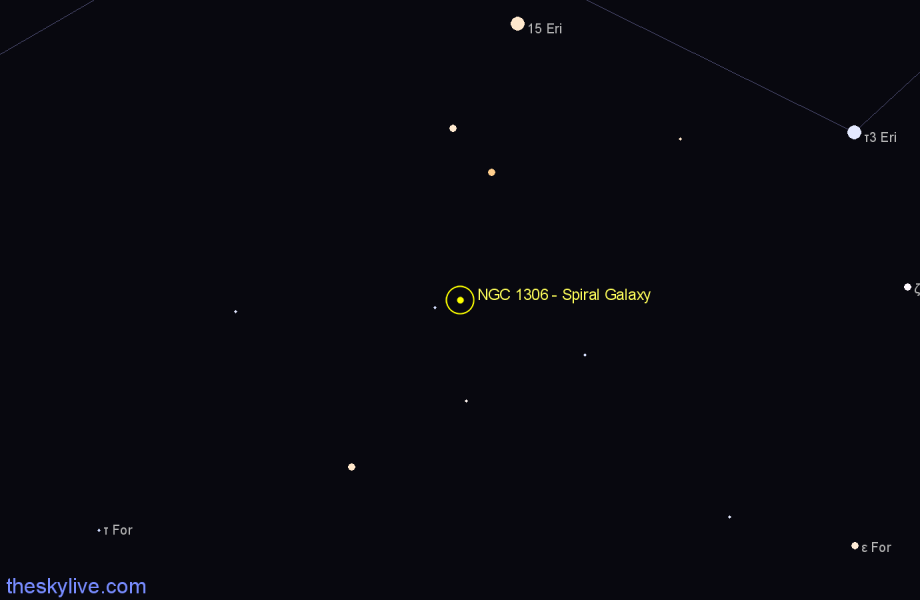 Finder chart NGC 1306 - Spiral Galaxy in Fornax star