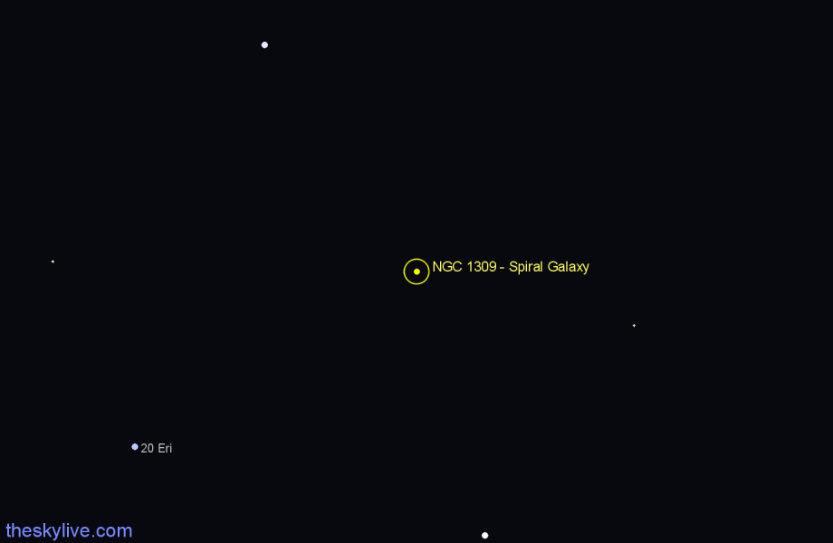 Finder chart NGC 1309 - Spiral Galaxy in Eridanus star