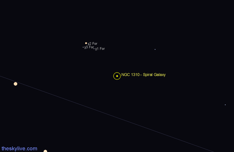 Finder chart NGC 1310 - Spiral Galaxy in Fornax star