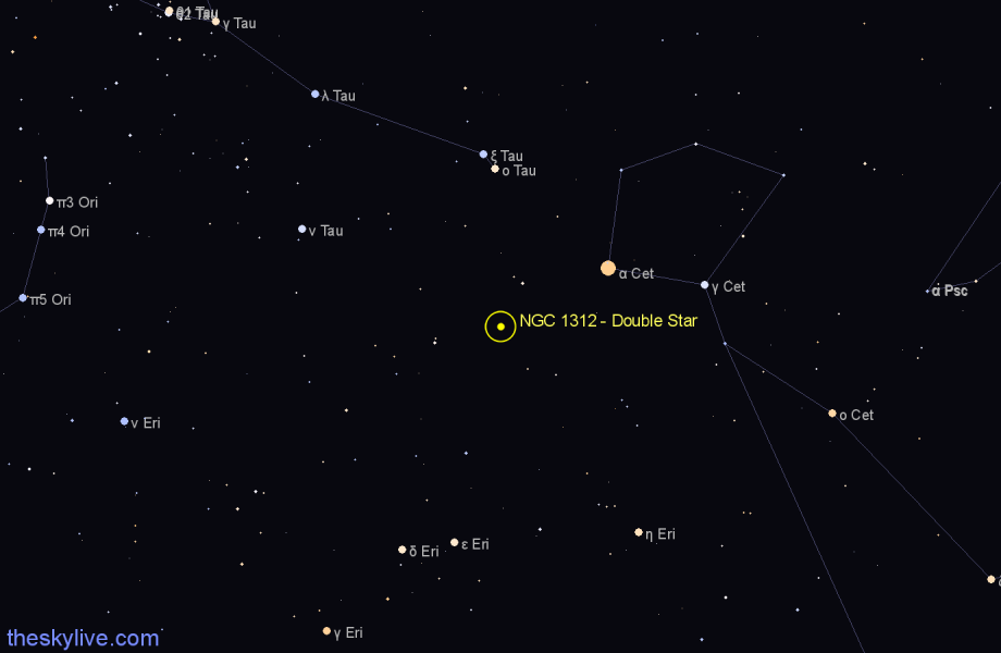 Finder chart NGC 1312 - Double Star in Taurus star