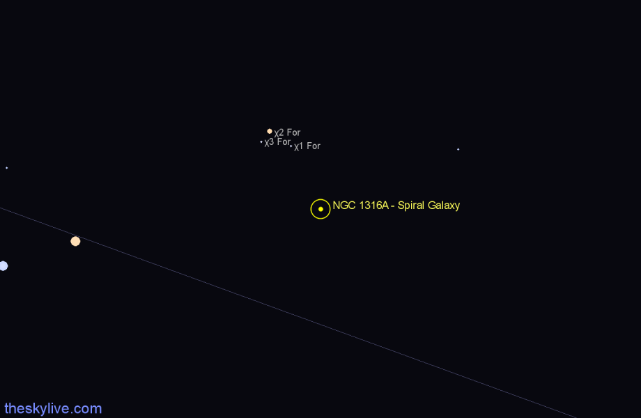 Finder chart NGC 1316A - Spiral Galaxy in Fornax star