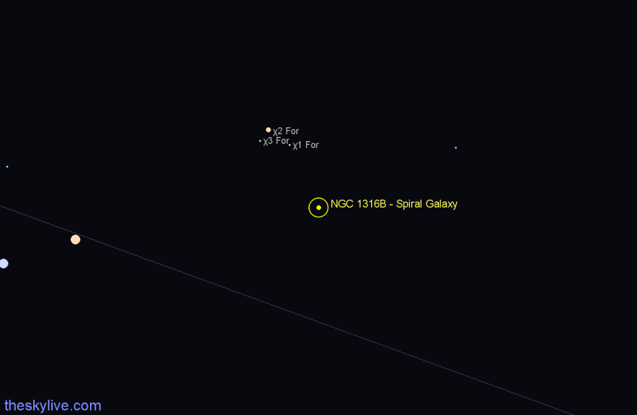 Finder chart NGC 1316B - Spiral Galaxy in Fornax star