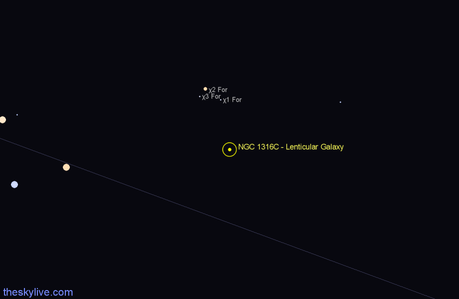 Finder chart NGC 1316C - Lenticular Galaxy in Fornax star