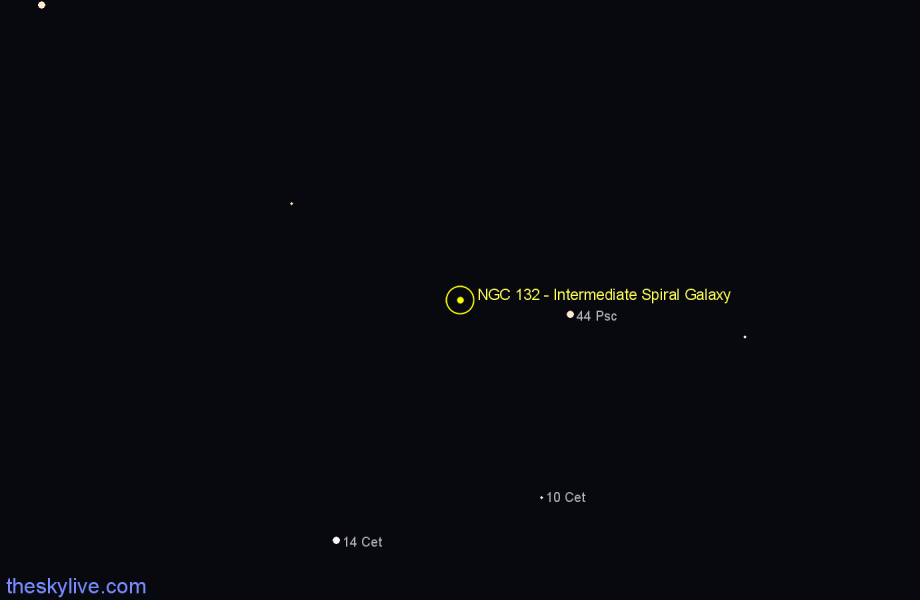 Finder chart NGC 132 - Intermediate Spiral Galaxy in Cetus star