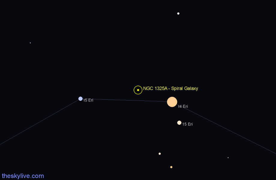 Finder chart NGC 1325A - Spiral Galaxy in Eridanus star