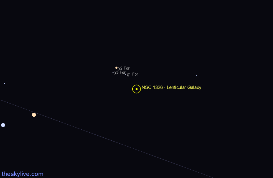 Finder chart NGC 1326 - Lenticular Galaxy in Fornax star