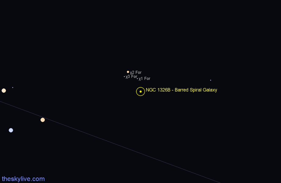 Finder chart NGC 1326B - Barred Spiral Galaxy in Fornax star
