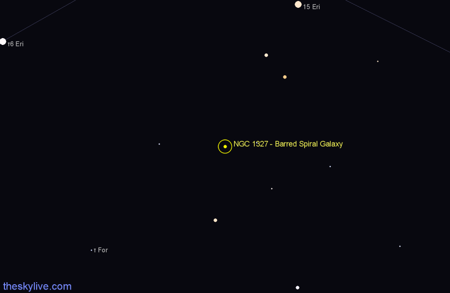 Finder chart NGC 1327 - Barred Spiral Galaxy in Fornax star