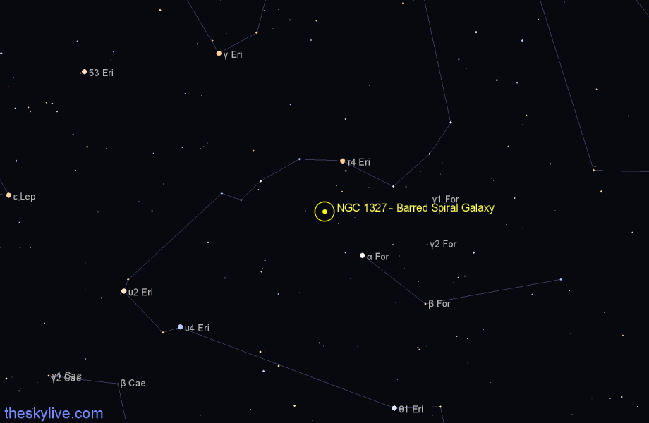 Finder chart NGC 1327 - Barred Spiral Galaxy in Fornax star