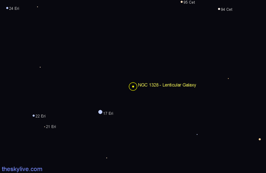 Finder chart NGC 1328 - Lenticular Galaxy in Eridanus star