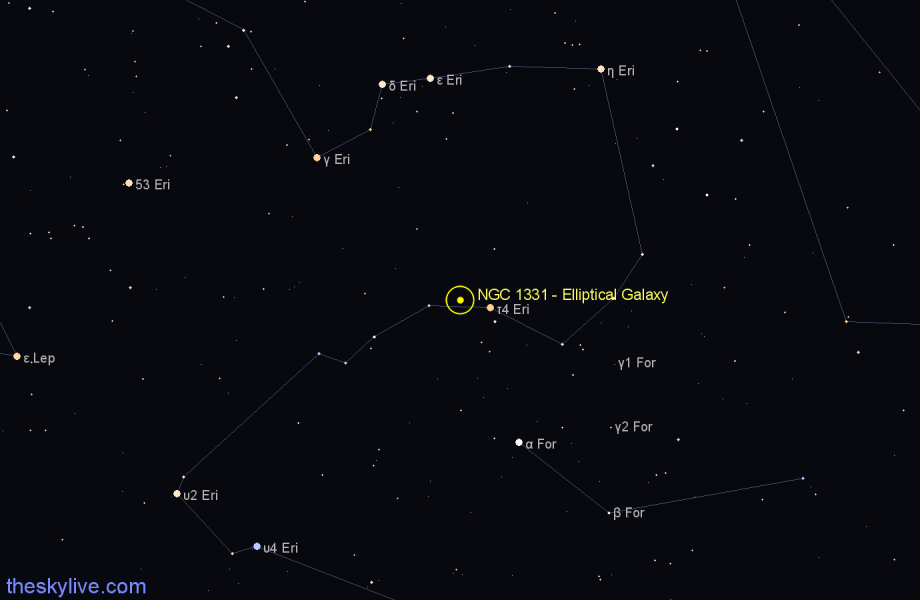 Finder chart NGC 1331 - Elliptical Galaxy in Eridanus star