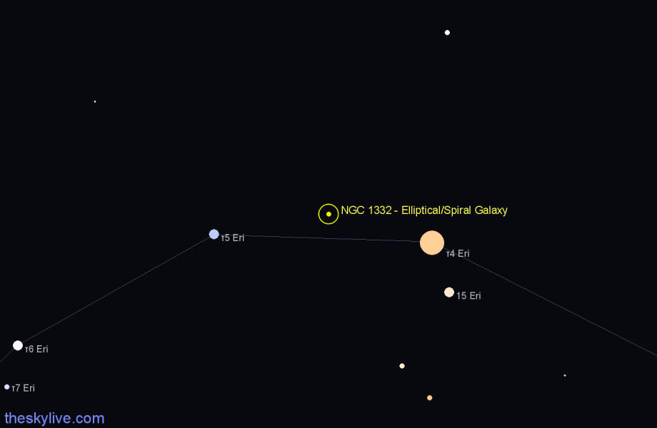 Finder chart NGC 1332 - Elliptical/Spiral Galaxy in Eridanus star