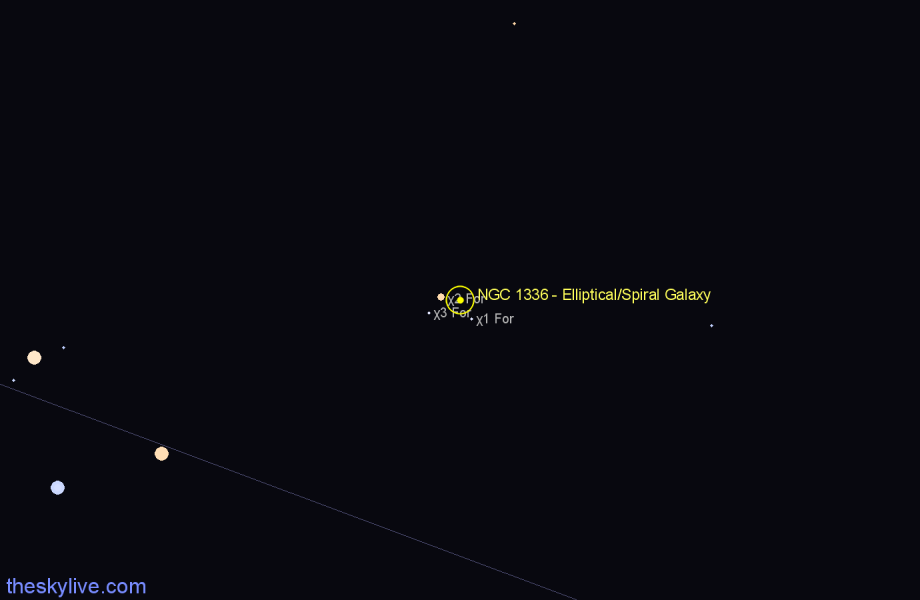 Finder chart NGC 1336 - Elliptical/Spiral Galaxy in Fornax star