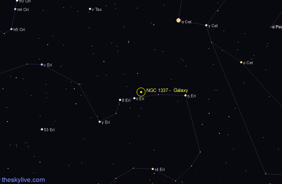 Finder chart NGC 1337 -  Galaxy in Eridanus star