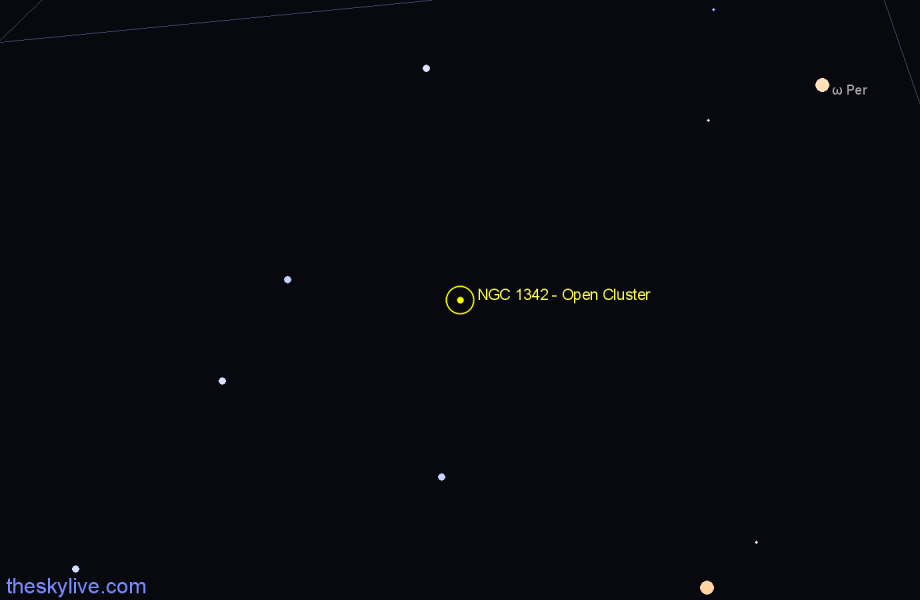 Finder chart NGC 1342 - Open Cluster in Perseus star