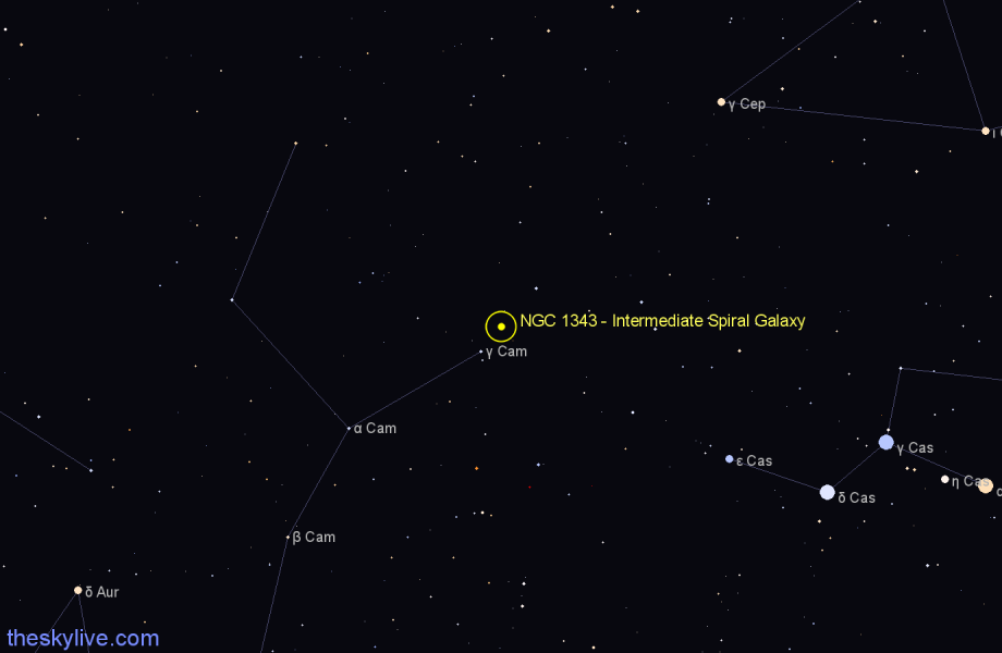 Finder chart NGC 1343 - Intermediate Spiral Galaxy in Camelopardalis star