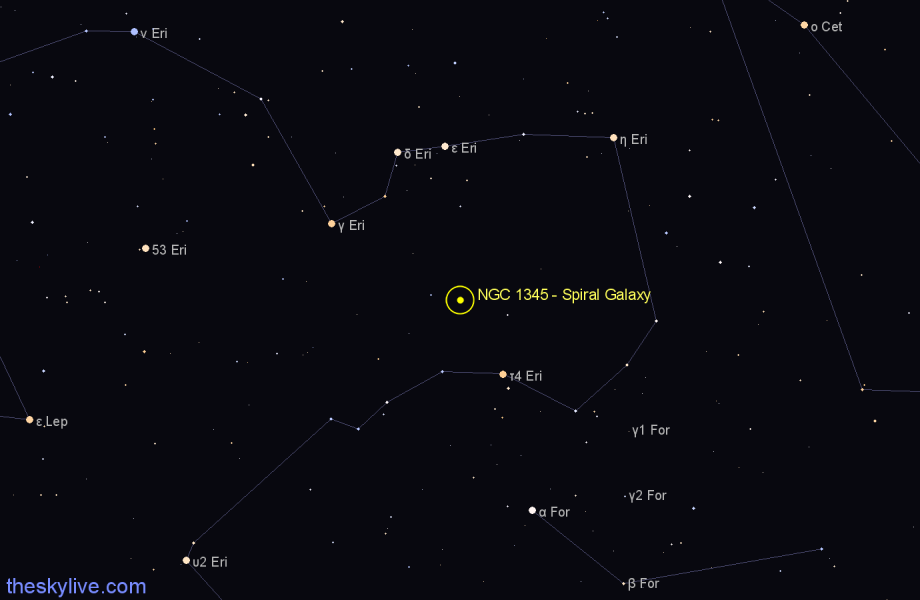 Finder chart NGC 1345 - Spiral Galaxy in Eridanus star