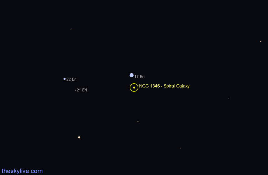 Finder chart NGC 1346 - Spiral Galaxy in Eridanus star