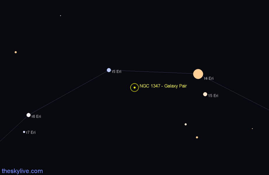 Finder chart NGC 1347 - Galaxy Pair in Eridanus star