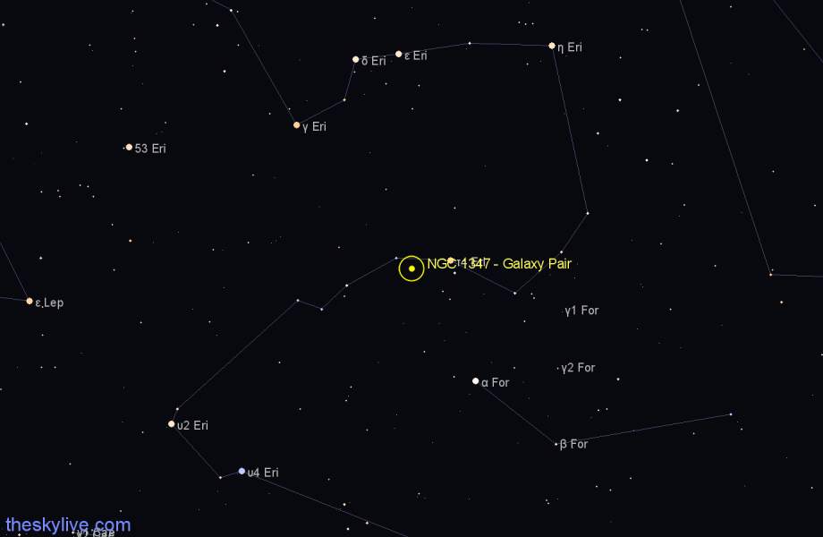 Finder chart NGC 1347 - Galaxy Pair in Eridanus star