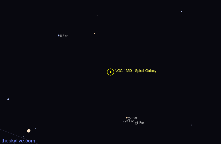 Finder chart NGC 1350 - Spiral Galaxy in Fornax star