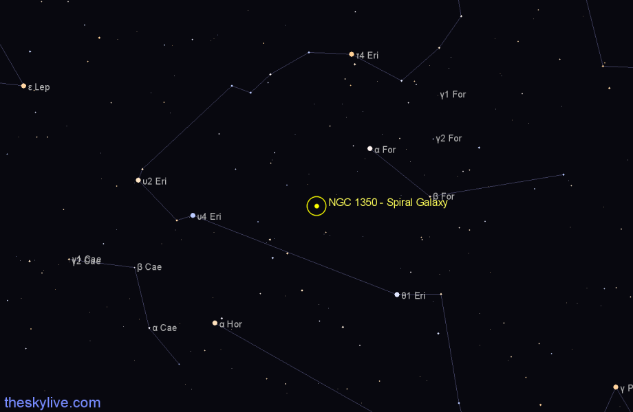 Finder chart NGC 1350 - Spiral Galaxy in Fornax star