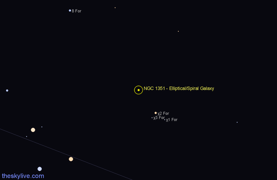 Finder chart NGC 1351 - Elliptical/Spiral Galaxy in Fornax star