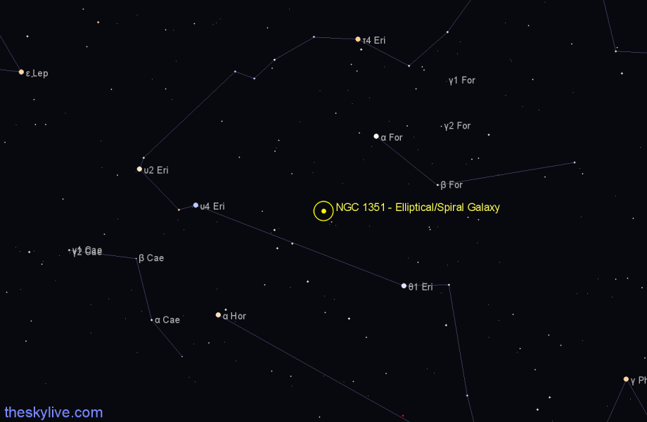 Finder chart NGC 1351 - Elliptical/Spiral Galaxy in Fornax star