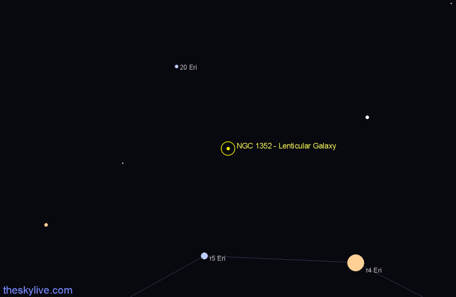 Finder chart NGC 1352 - Lenticular Galaxy in Eridanus star