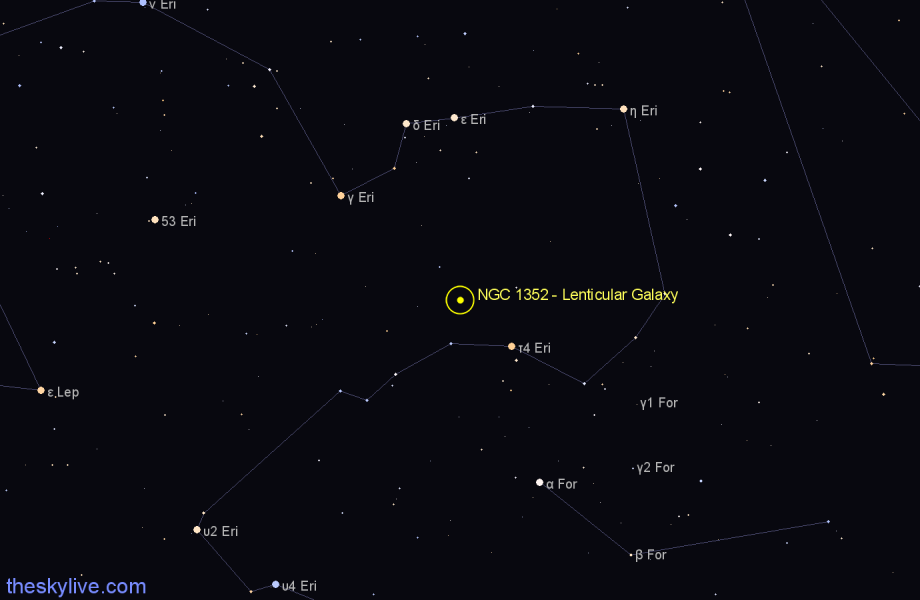 Finder chart NGC 1352 - Lenticular Galaxy in Eridanus star
