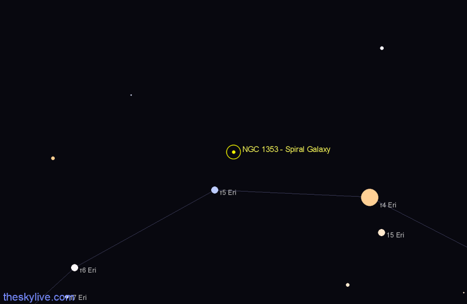 Finder chart NGC 1353 - Spiral Galaxy in Eridanus star