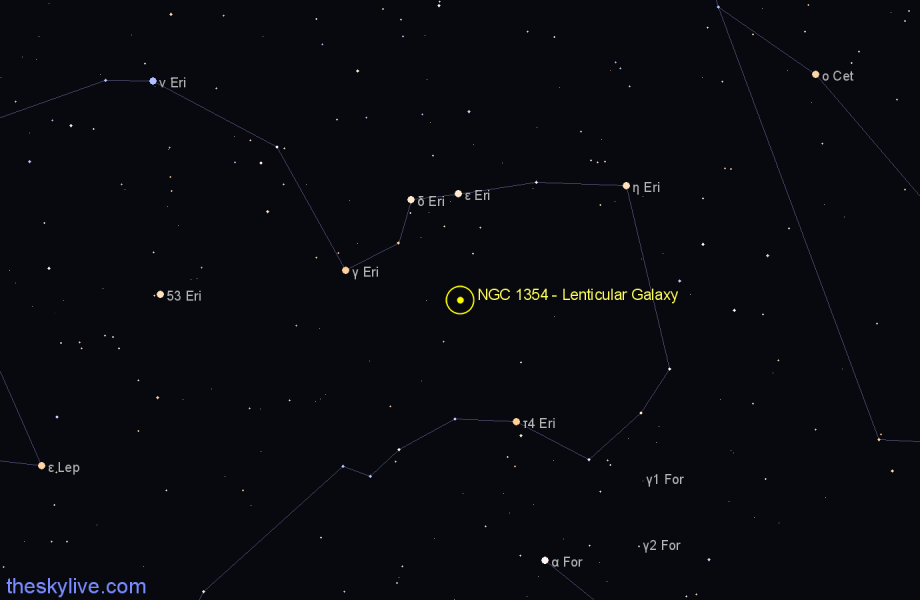 Finder chart NGC 1354 - Lenticular Galaxy in Eridanus star