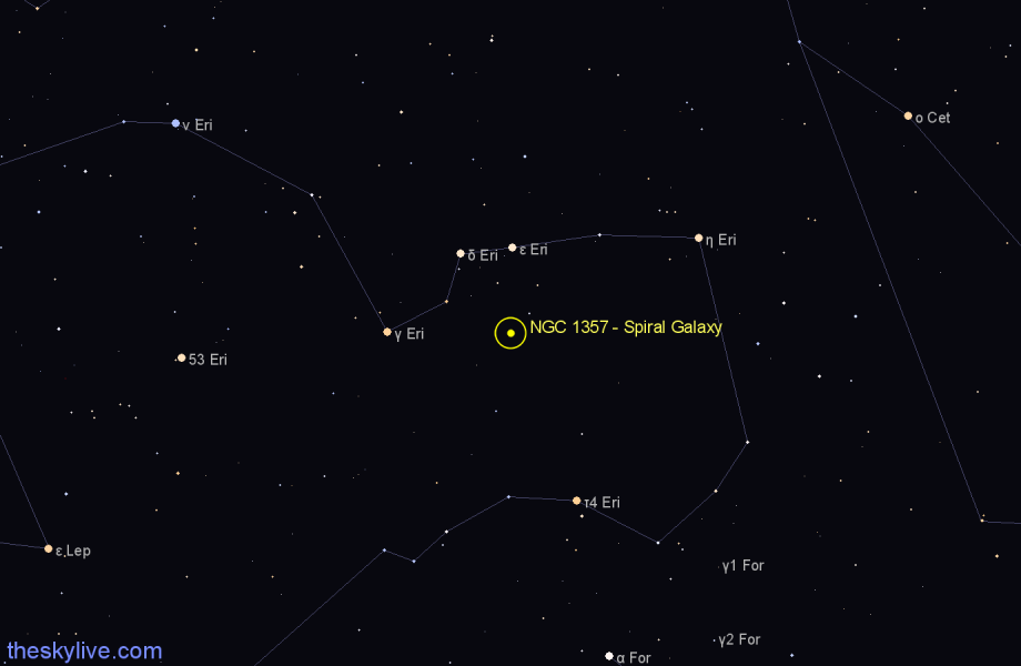 Finder chart NGC 1357 - Spiral Galaxy in Eridanus star