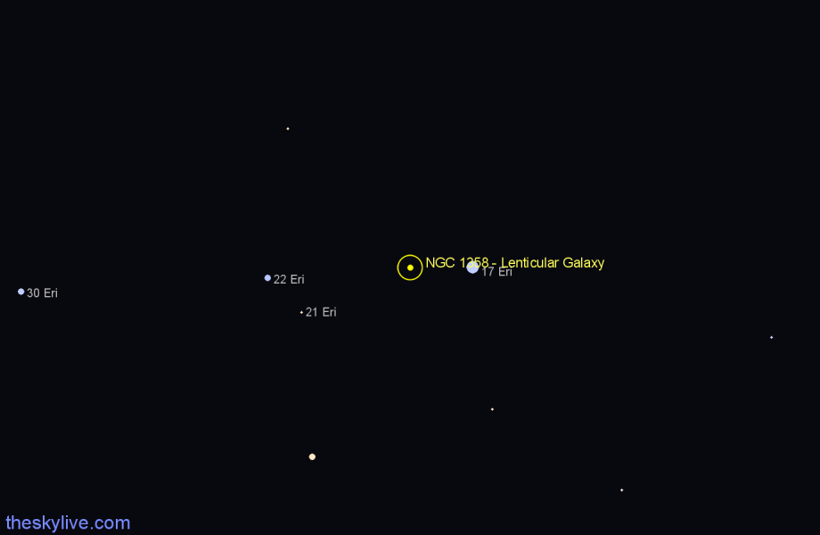 Finder chart NGC 1358 - Lenticular Galaxy in Eridanus star