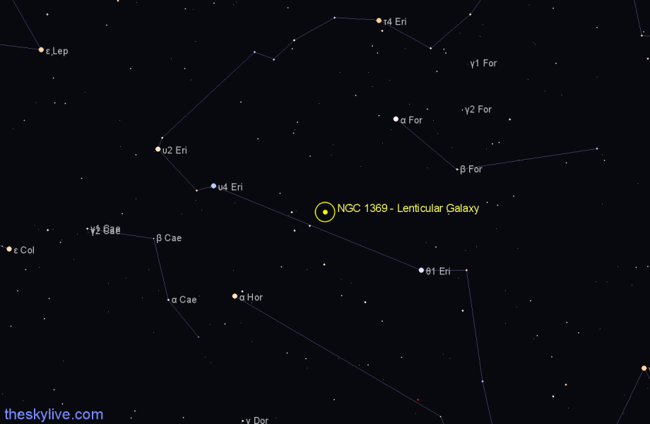 Finder chart NGC 1369 - Lenticular Galaxy in Eridanus star