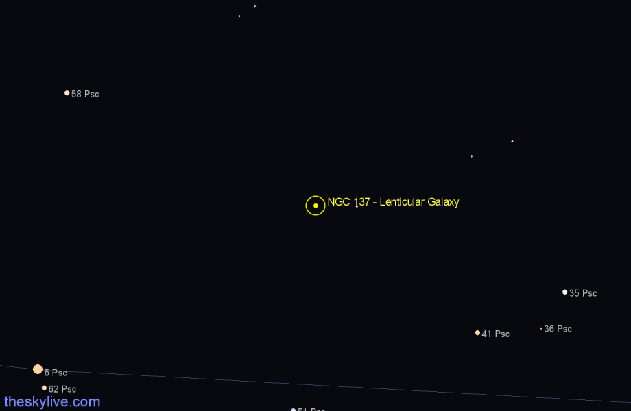 Finder chart NGC 137 - Lenticular Galaxy in Pisces star