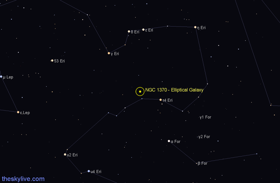 Finder chart NGC 1370 - Elliptical Galaxy in Eridanus star