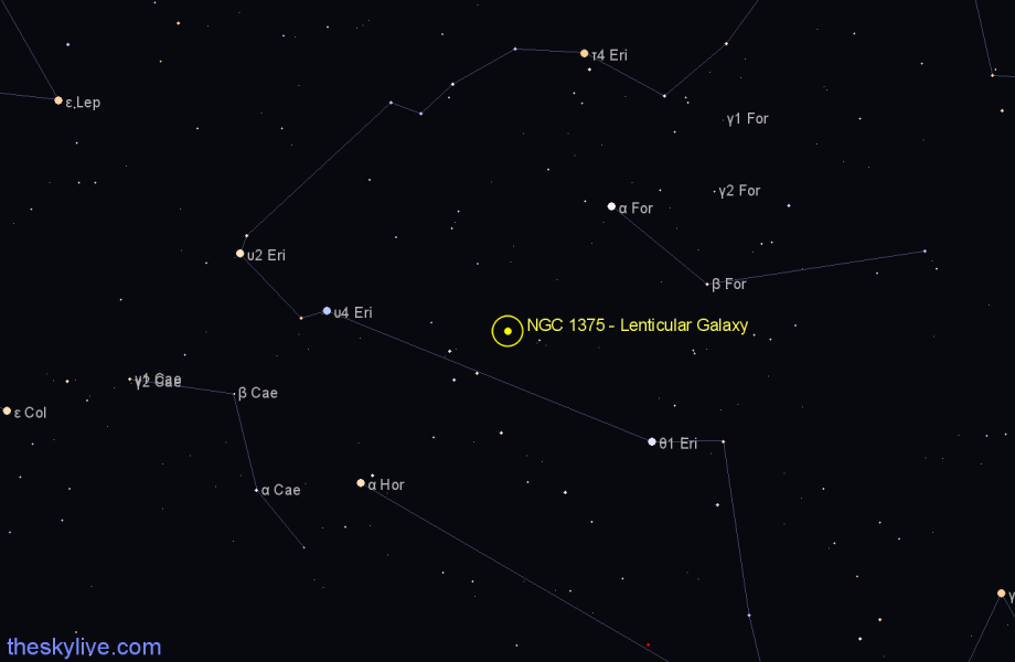 Finder chart NGC 1375 - Lenticular Galaxy in Fornax star