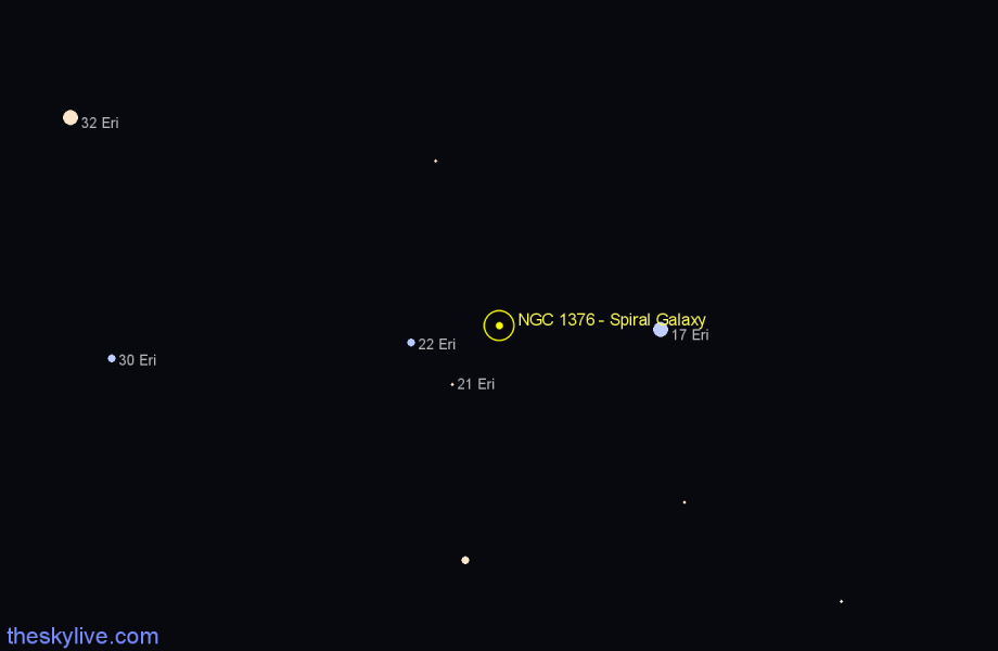 Finder chart NGC 1376 - Spiral Galaxy in Eridanus star