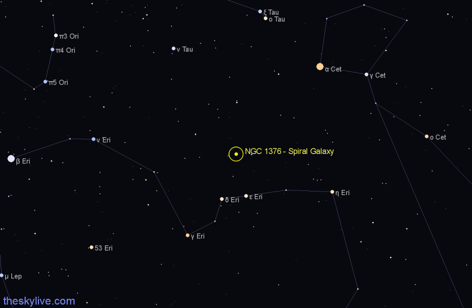 Finder chart NGC 1376 - Spiral Galaxy in Eridanus star