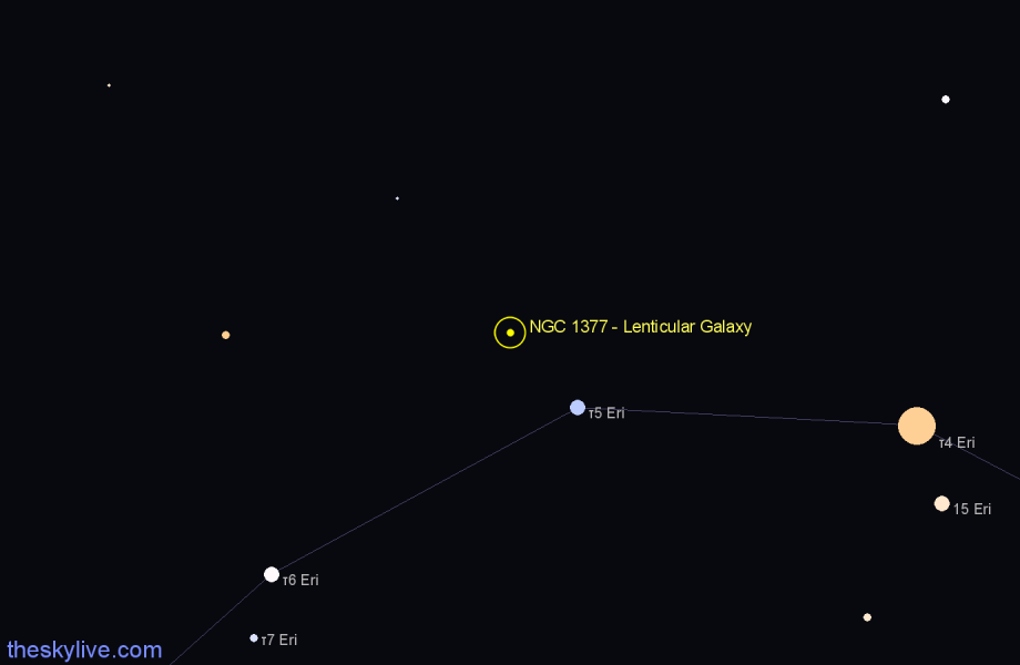 Finder chart NGC 1377 - Lenticular Galaxy in Eridanus star